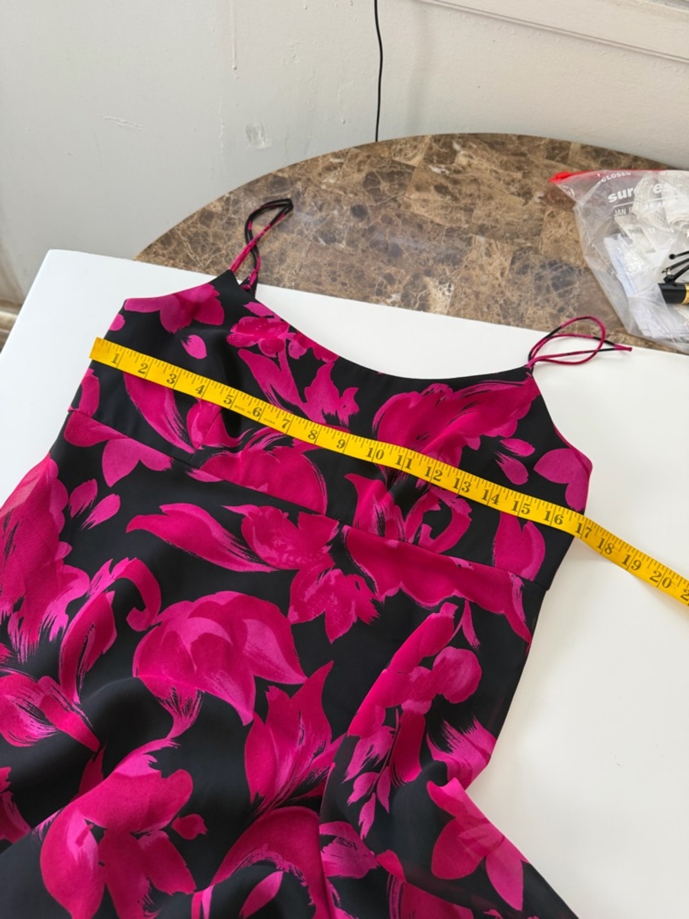 Vintage A.J. Bari 100% Silk Floral Tiered Mini Dress Pink & Black Size 10. - Picture 11 of 15